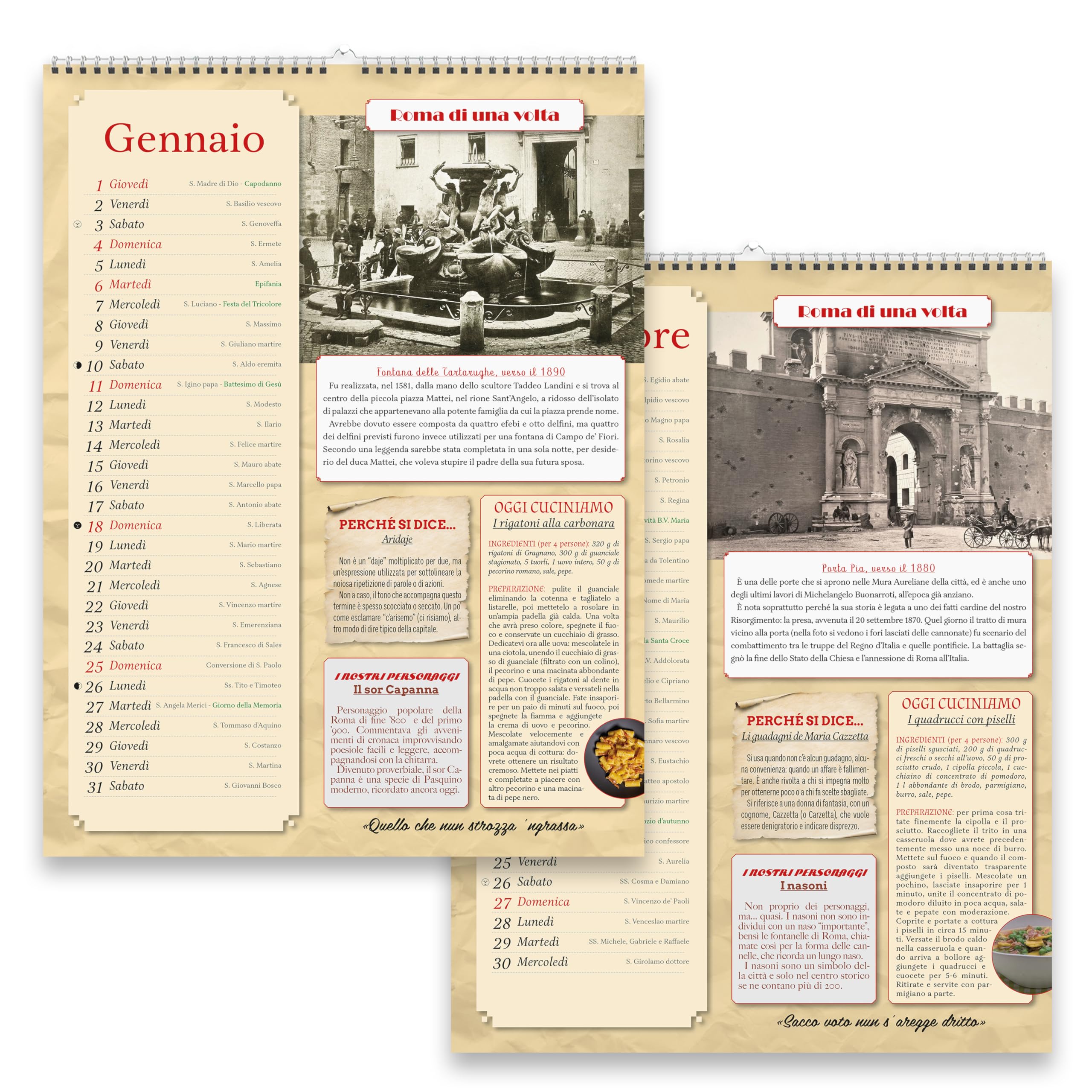 Sprea Roma 2026 calendario da parete foto d'epoca