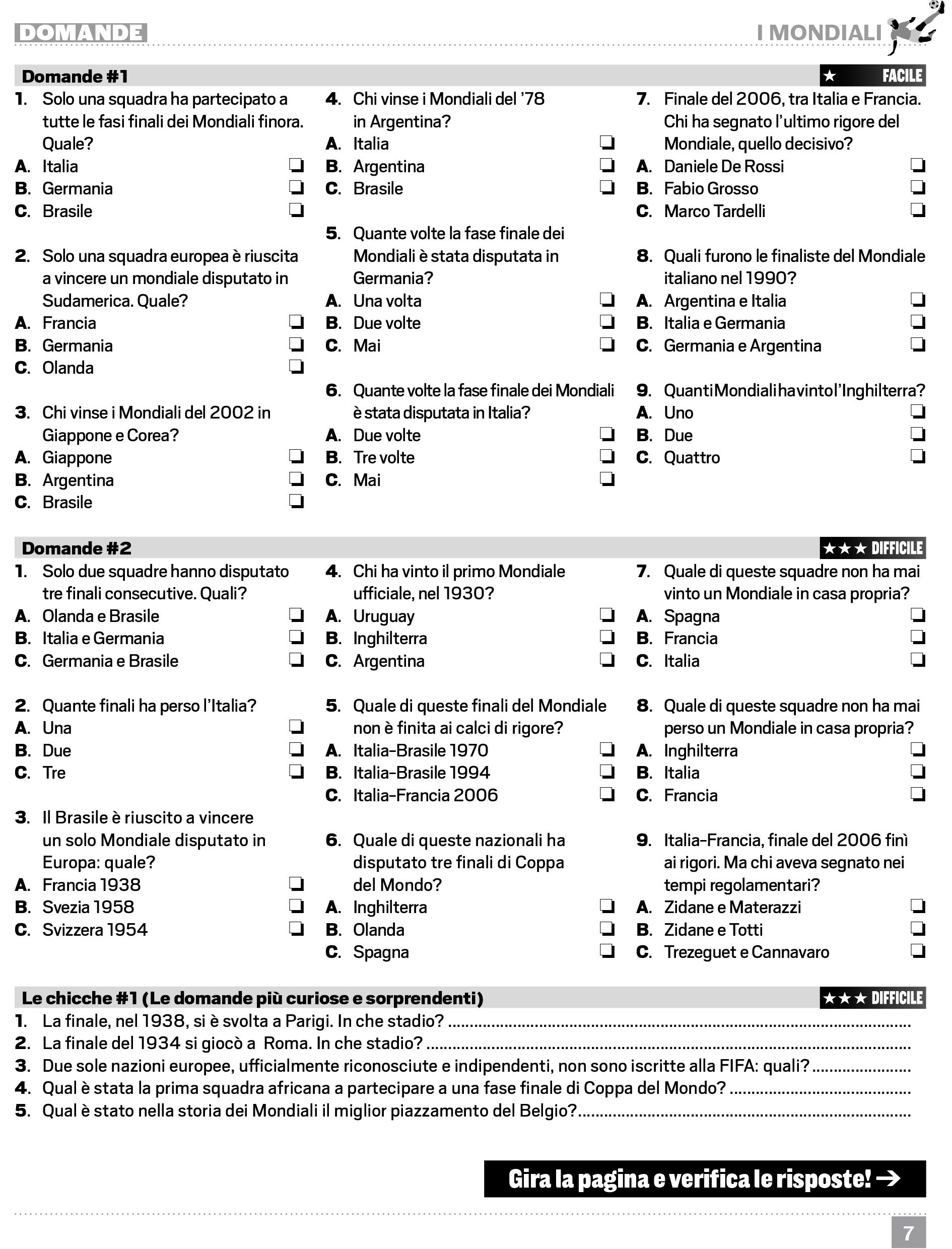 Sprea Calcio Quiz libro quiz sportivo calcio tifosi