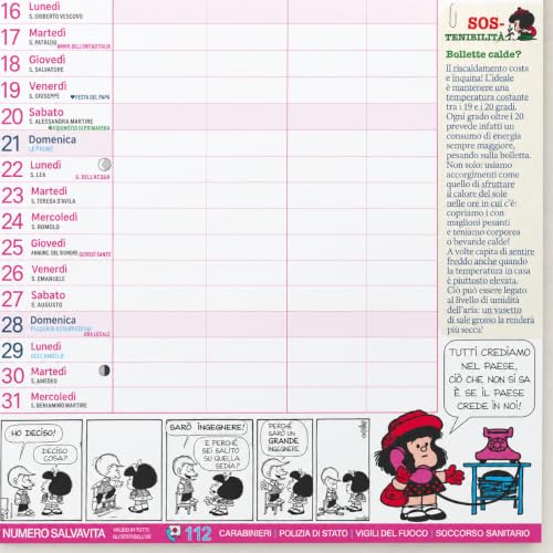 Sprea Mafalda 2027 calendario agenda da parete