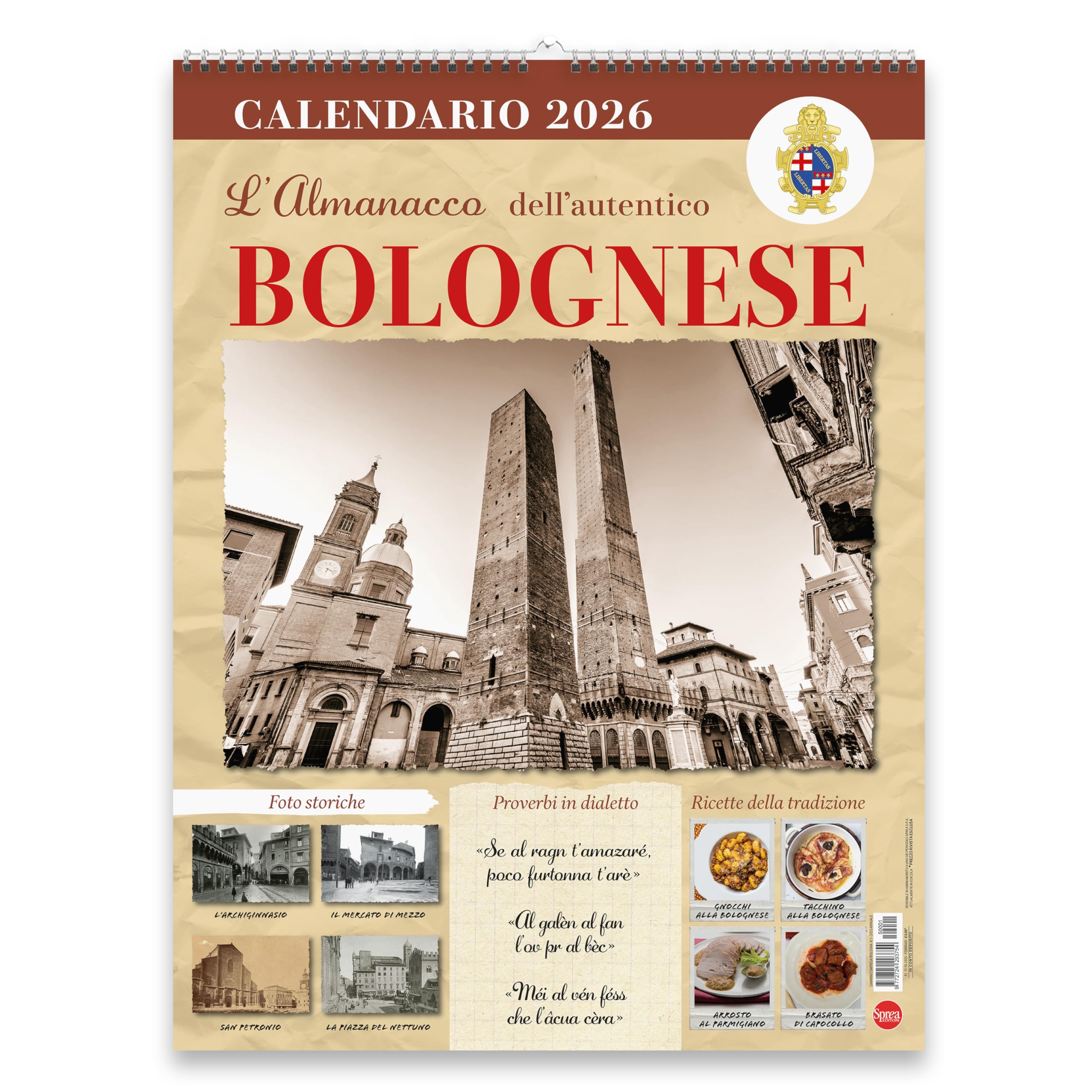Sprea Calendario Bologna 2026 da parete foto d'epoca