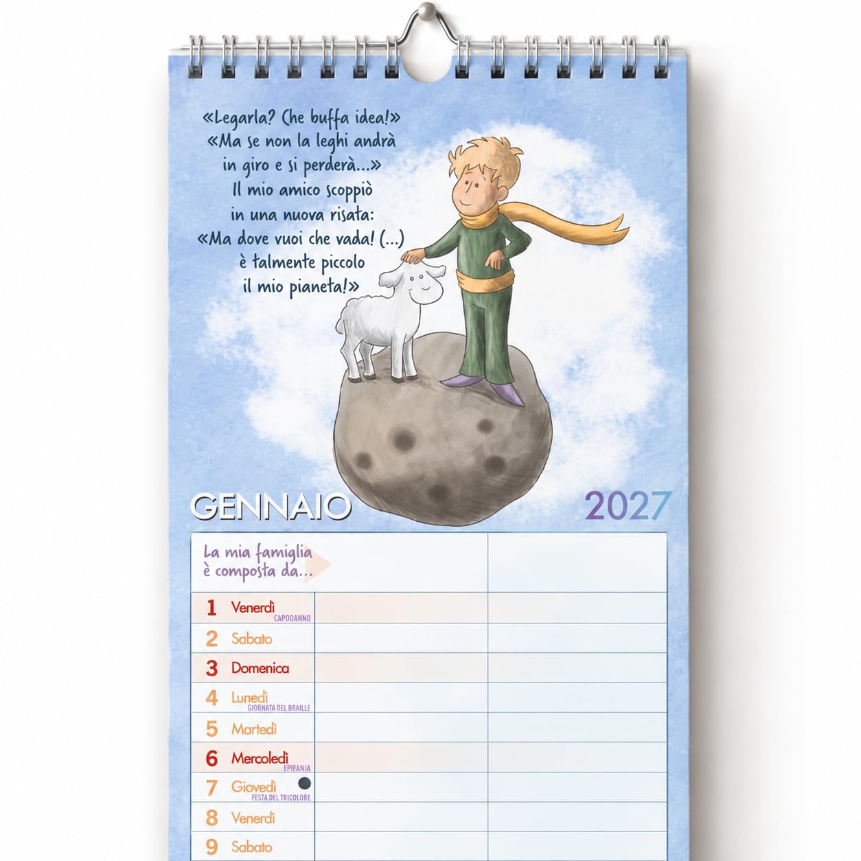 Sprea Piccolo Principe 2027 calendario agenda da parete