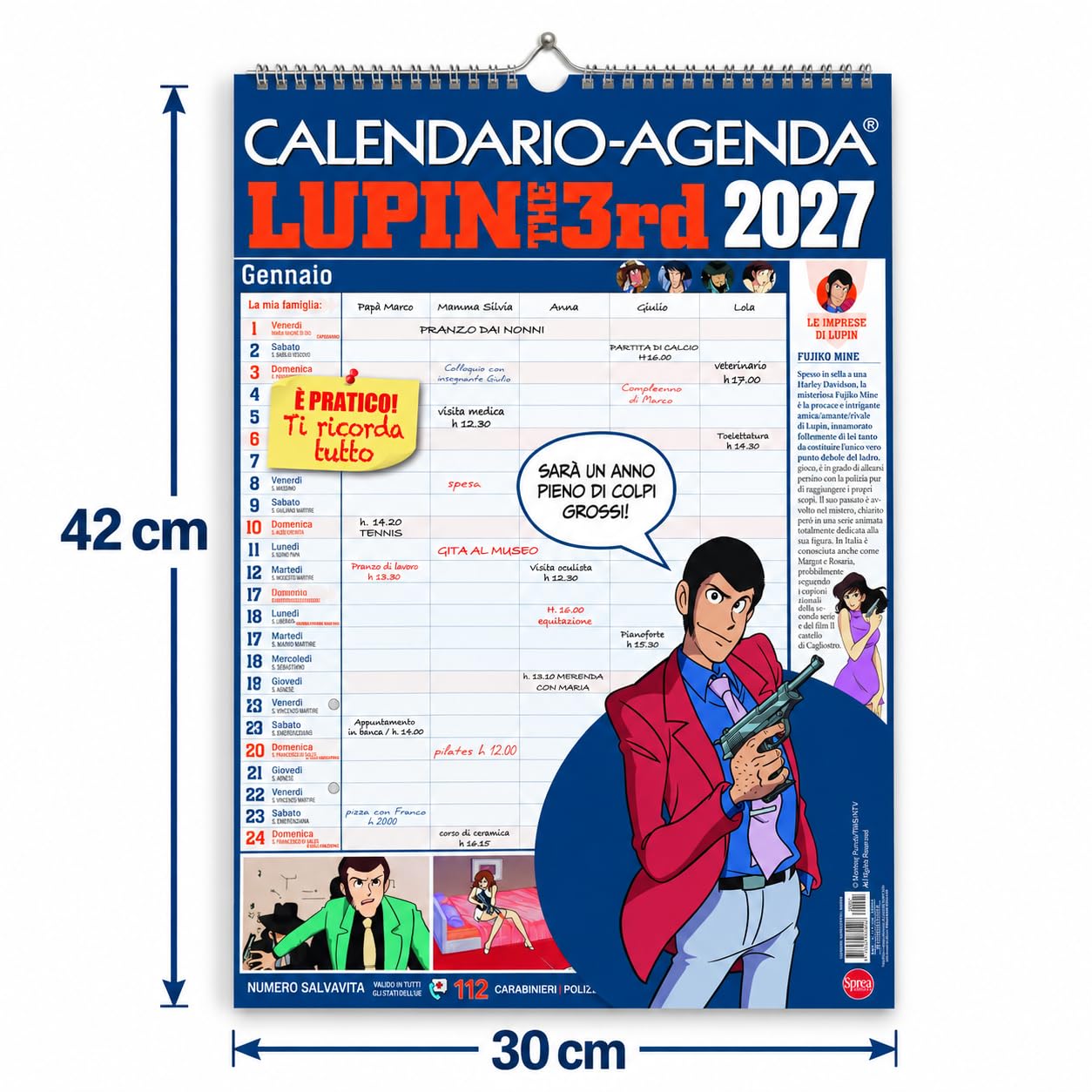 Sprea Lupin III 2027 calendario da parete ufficiale anime 30x42 circa