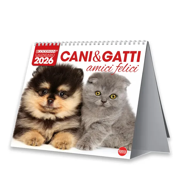 Sprea Cani e Gatti 2026 calendario da tavolo fotografico
