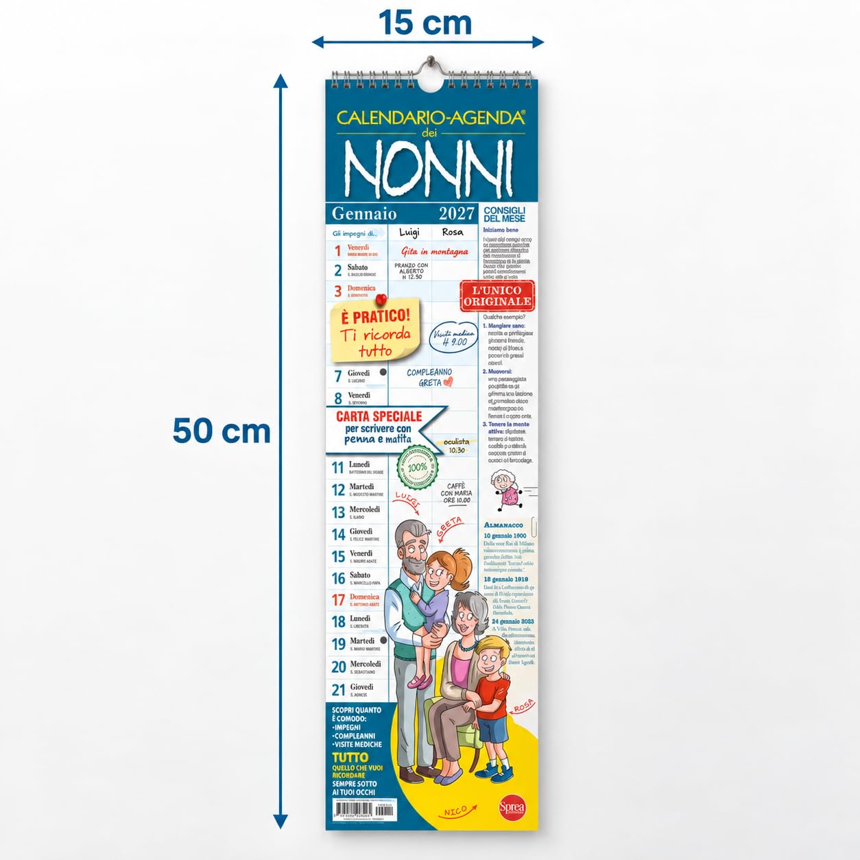 Sprea Calendario-Agenda dei Nonni 2027 calendario da parete 15x50 cm