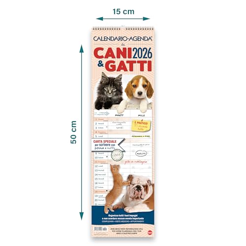 Sprea Cani e Gatti 2026 calendario agenda da muro