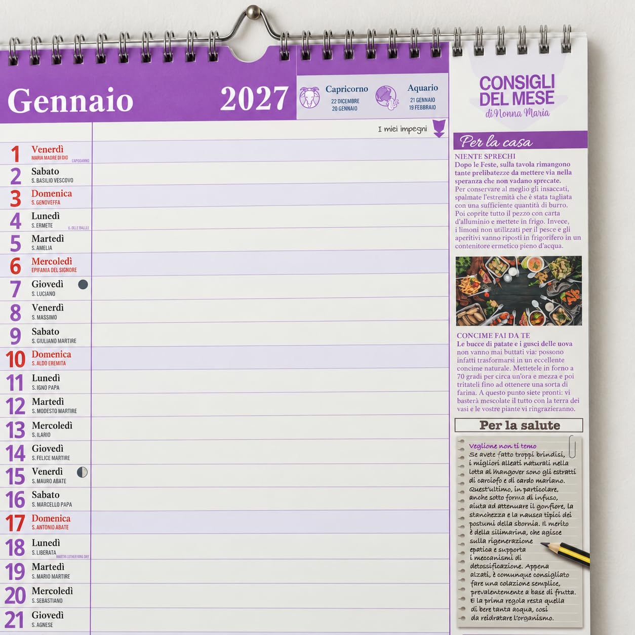 Sprea Rimedi della Nonna 2027 calendario da parete 30x42,5 cm