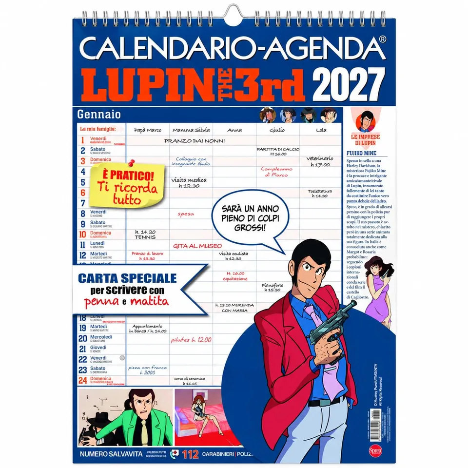 Sprea Lupin III 2027 calendario da parete ufficiale anime 30x42 circa