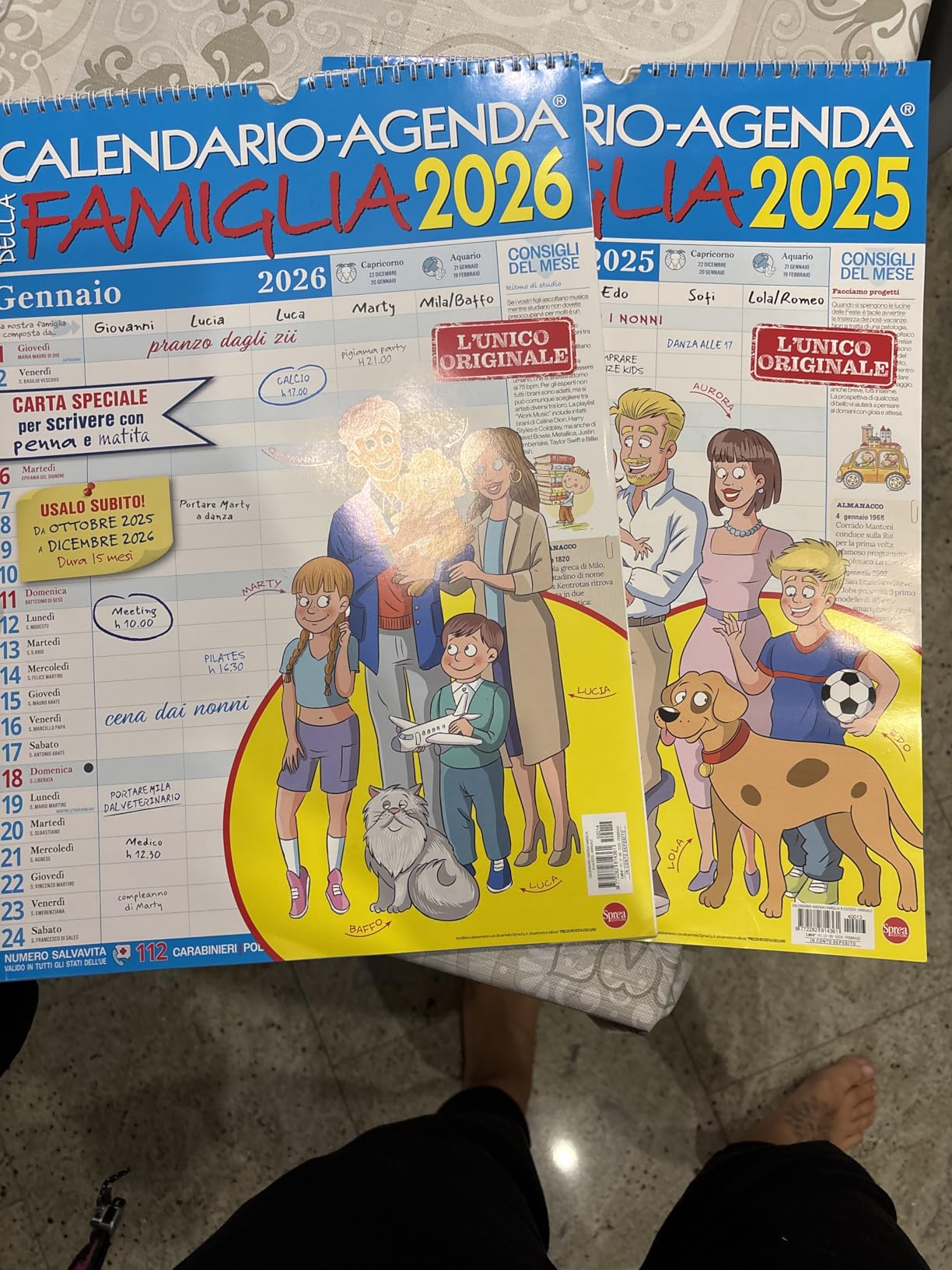 Sprea Calendario Agenda della Famiglia 2027 planner 15 mesi 5 colonne