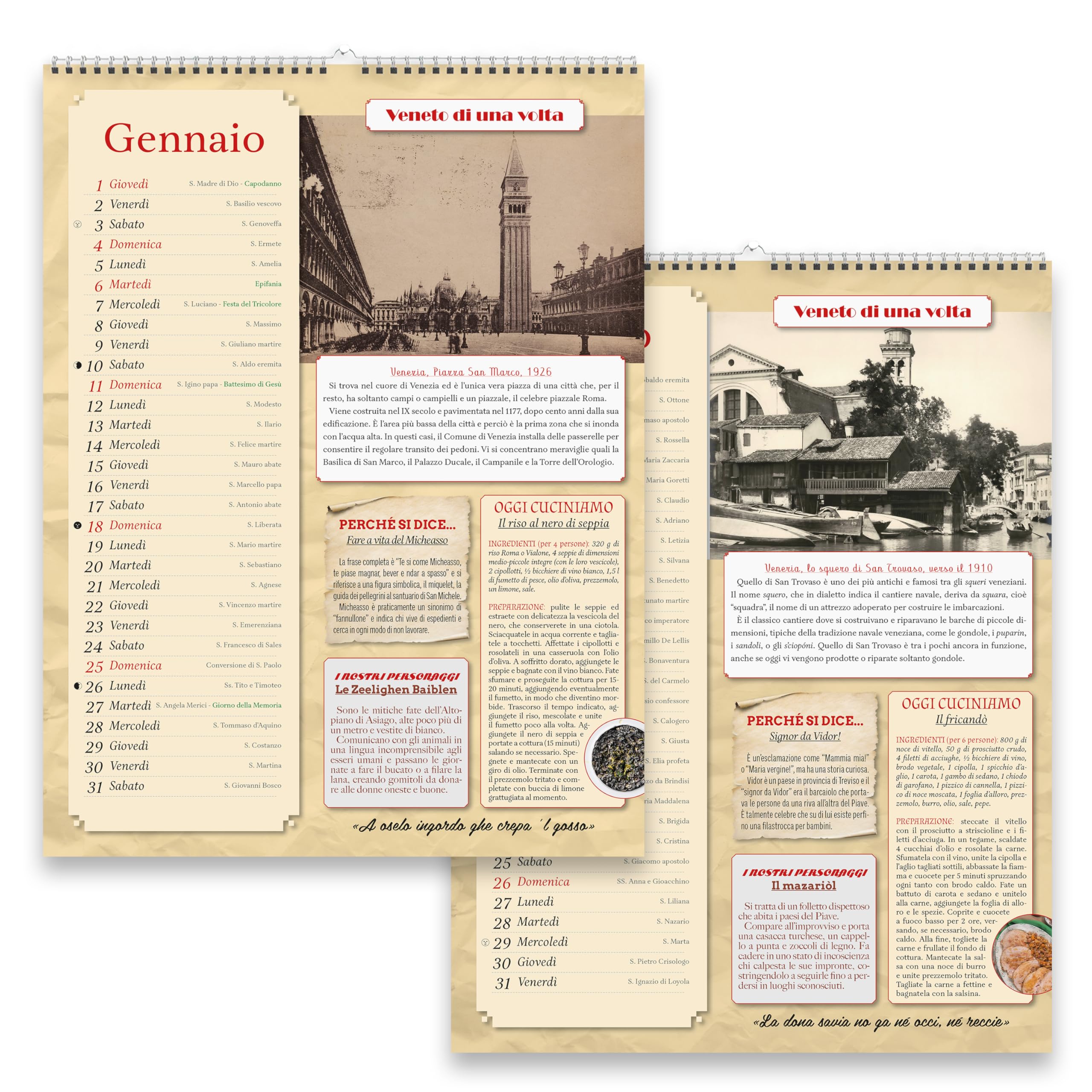 Sprea Calendario Veneto 2026 da parete foto d'epoca