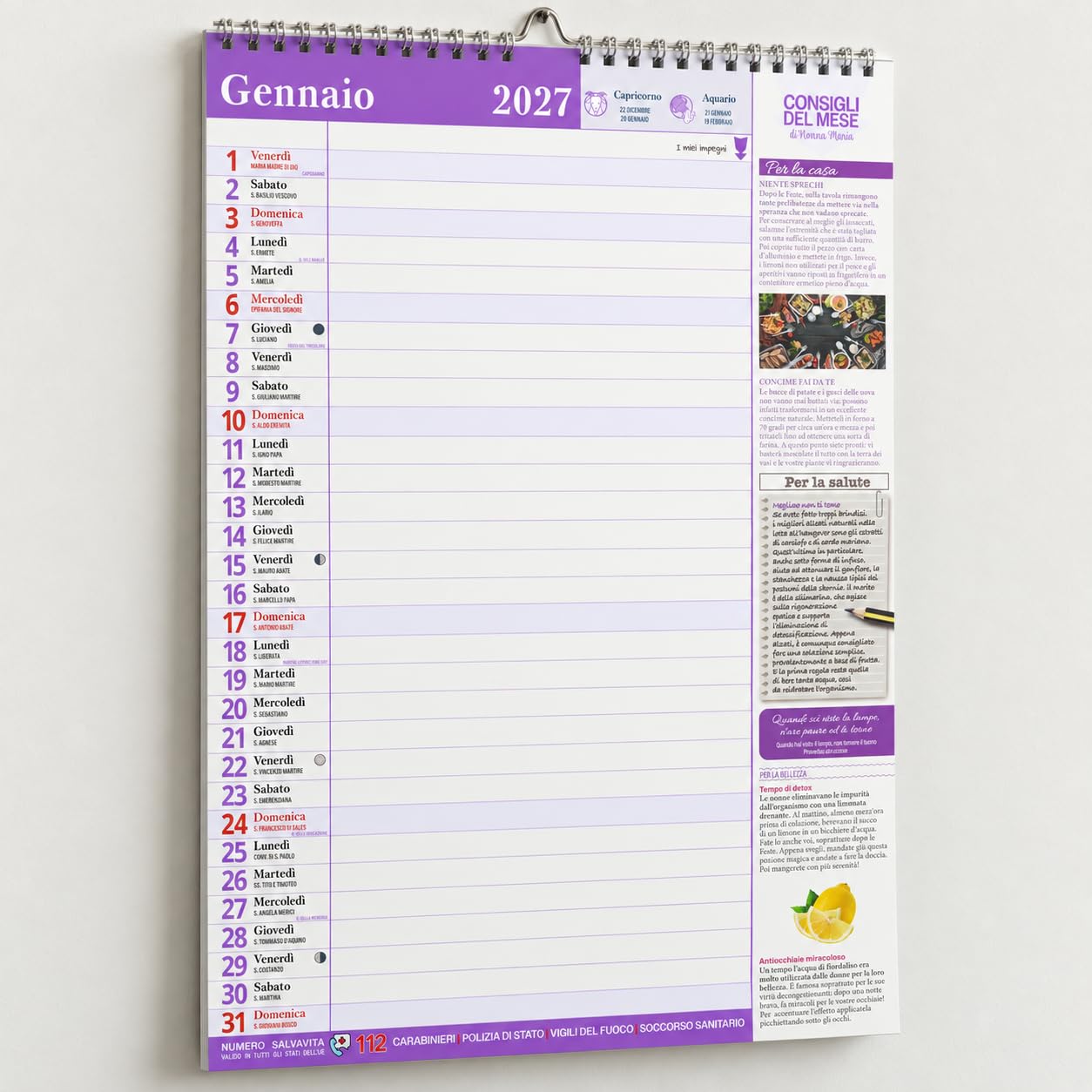 Sprea Rimedi della Nonna 2027 calendario da parete 30x42,5 cm