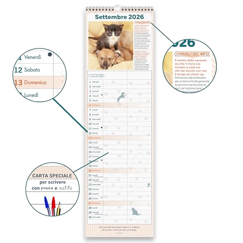 Sprea Cani e Gatti 2026 calendario agenda da muro