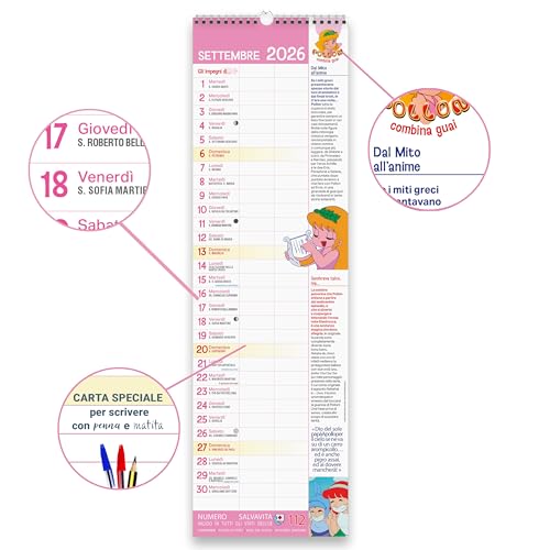 Sprea Pollon 2026 calendario agenda da muro illustrato