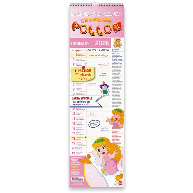 Sprea Pollon 2026 calendario agenda da muro illustrato