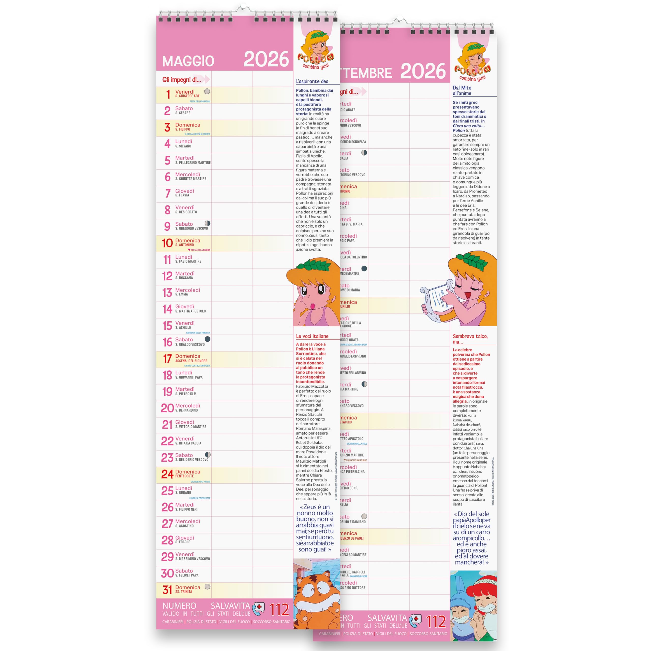 Sprea Pollon 2026 calendario agenda da muro illustrato