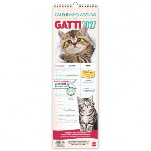 Sprea Gatti 2027 calendario agenda da muro 15x50