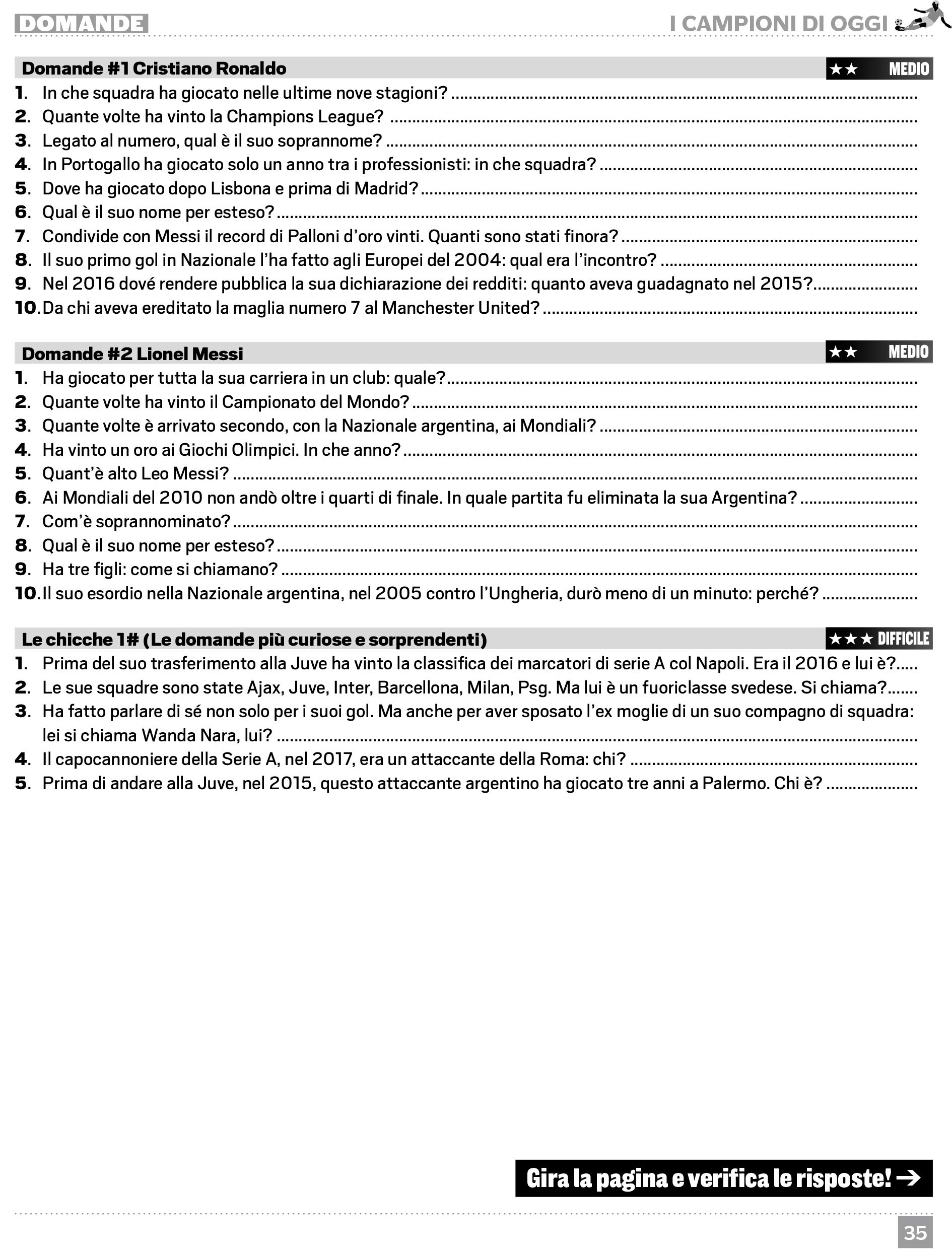 Sprea Calcio Quiz libro quiz sportivo calcio tifosi