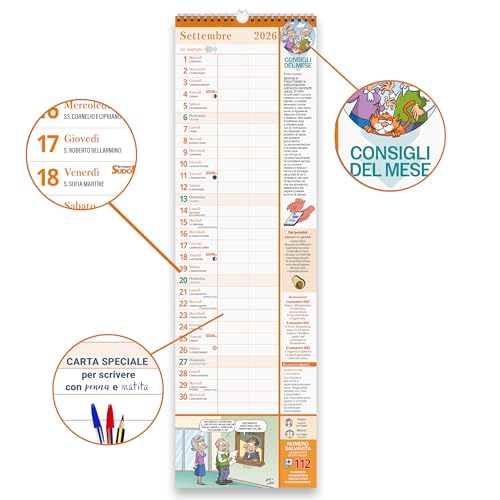 Sprea Pensionato 2026 calendario agenda 15x50 cm rigida