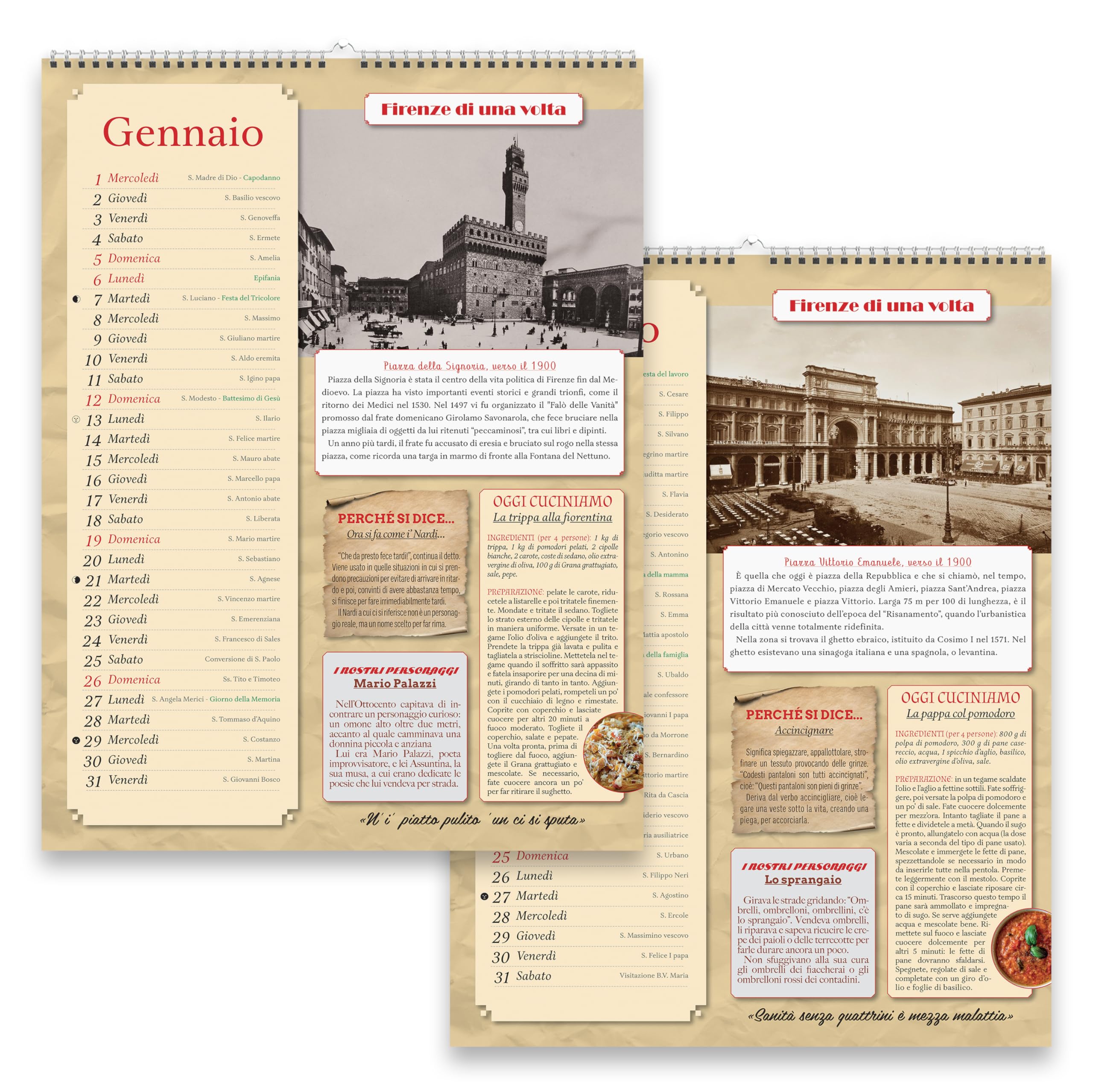 Sprea Calendario Firenze 2026 da parete foto d'epoca