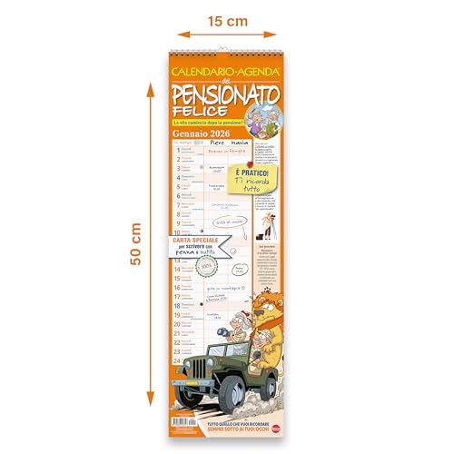 Sprea Pensionato 2026 calendario agenda 15x50 cm rigida