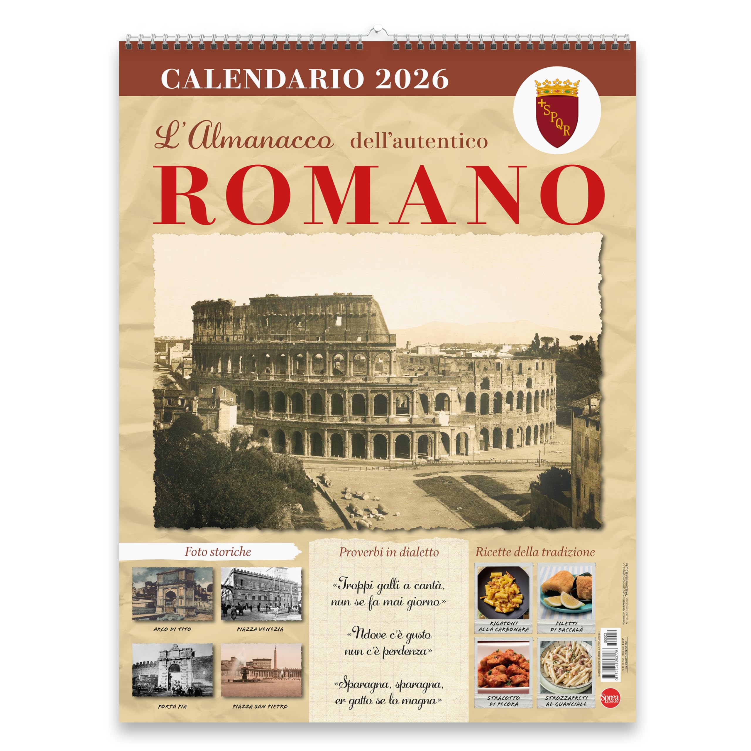 Sprea Roma 2026 calendario da parete foto d'epoca