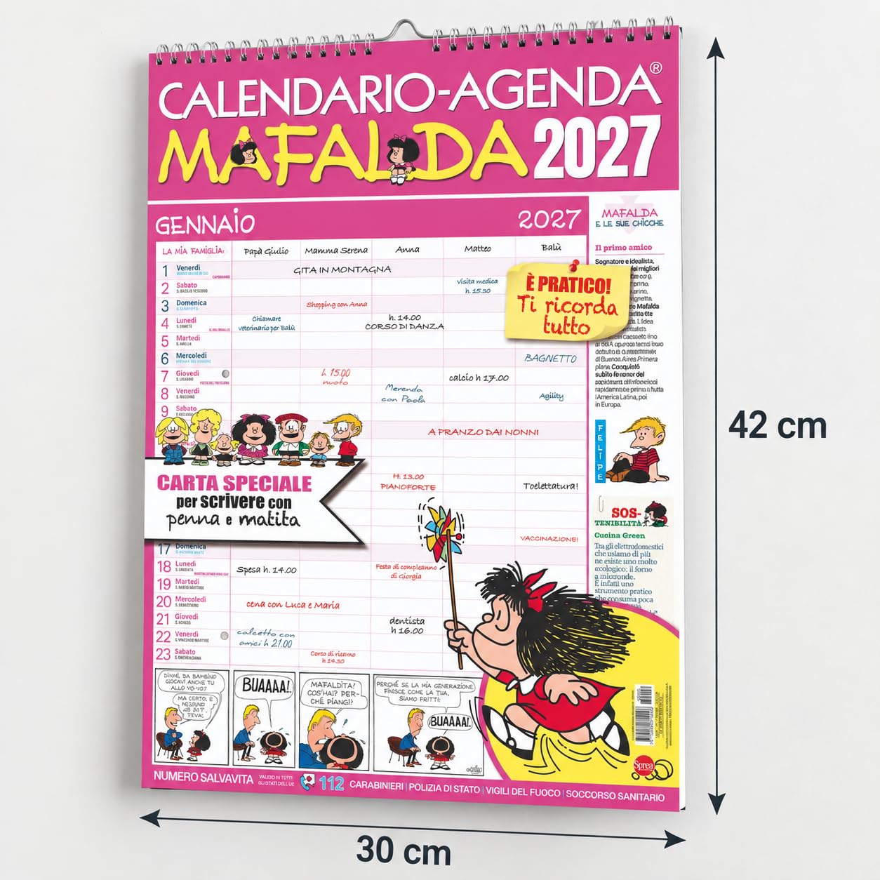Sprea Mafalda 2027 calendario agenda da parete