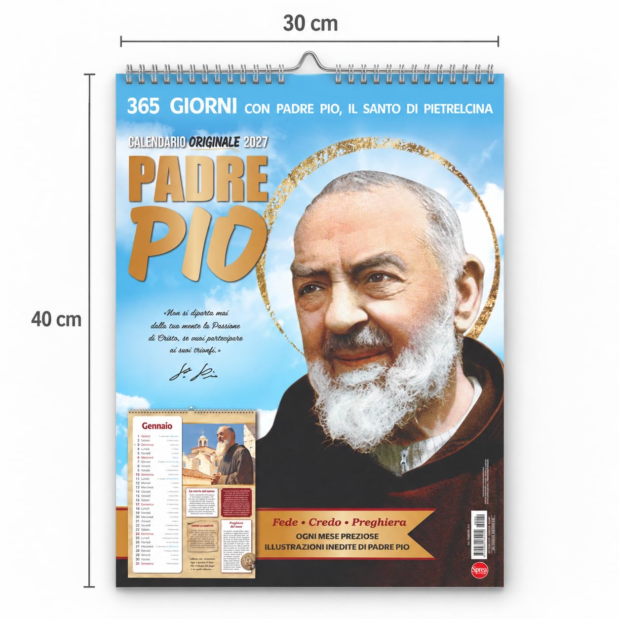 Sprea Padre Pio 2027 calendario con preghiere e citazioni