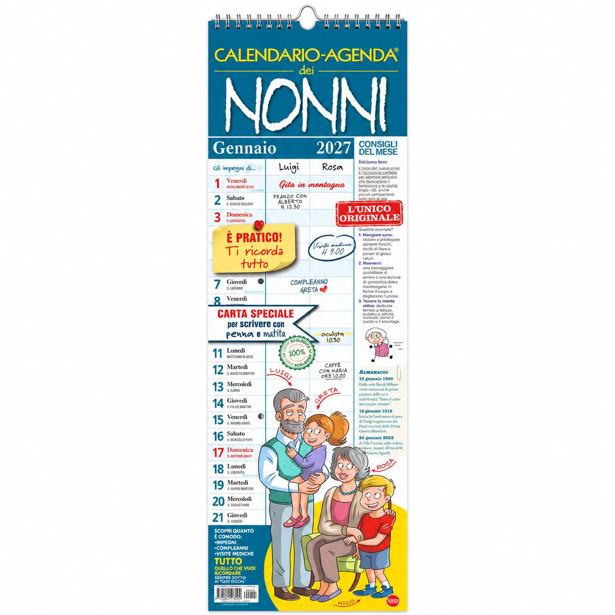 Sprea Calendario-Agenda dei Nonni 2027 calendario da parete 15x50 cm