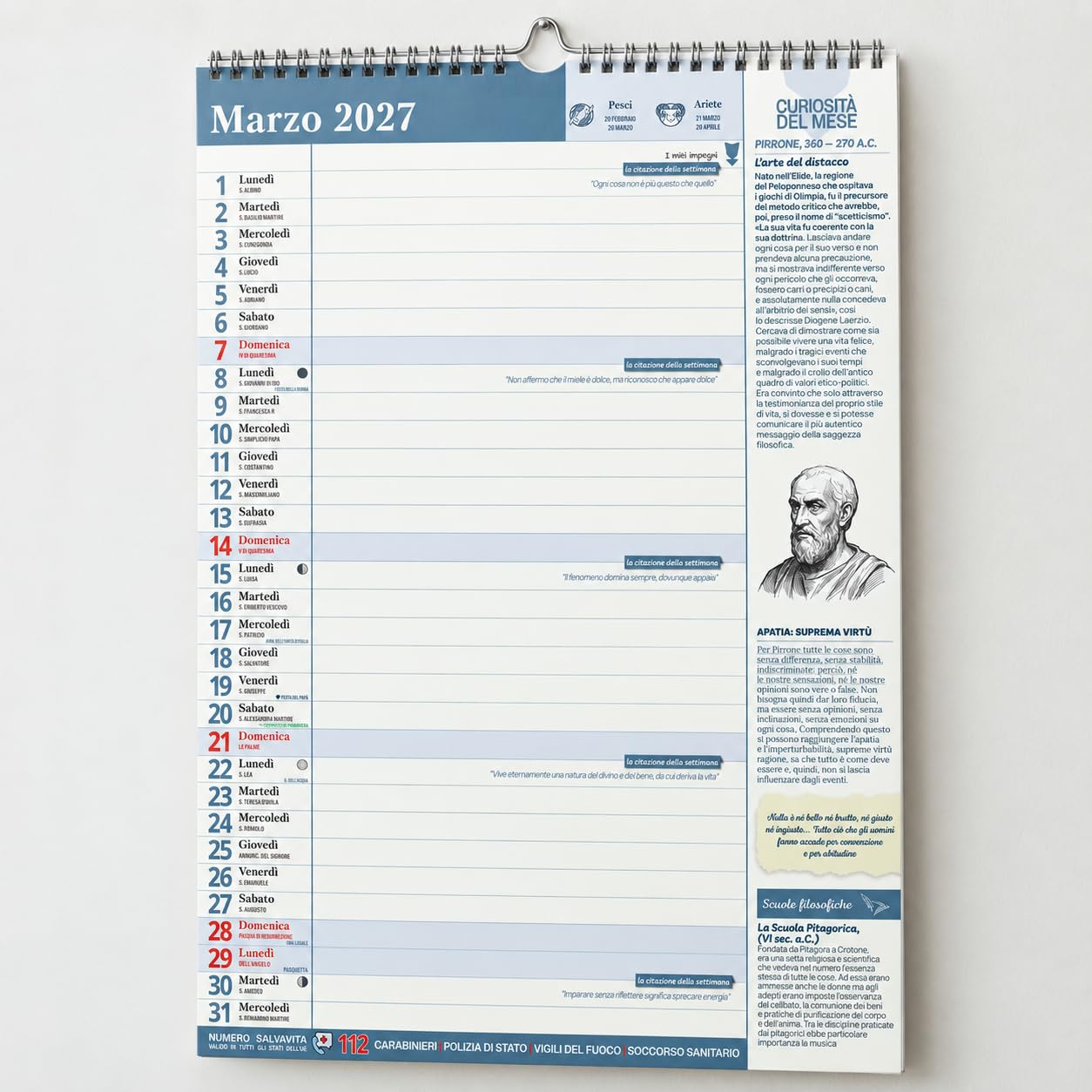 Sprea Calendario Agenda Filosofico 2027 con citazioni