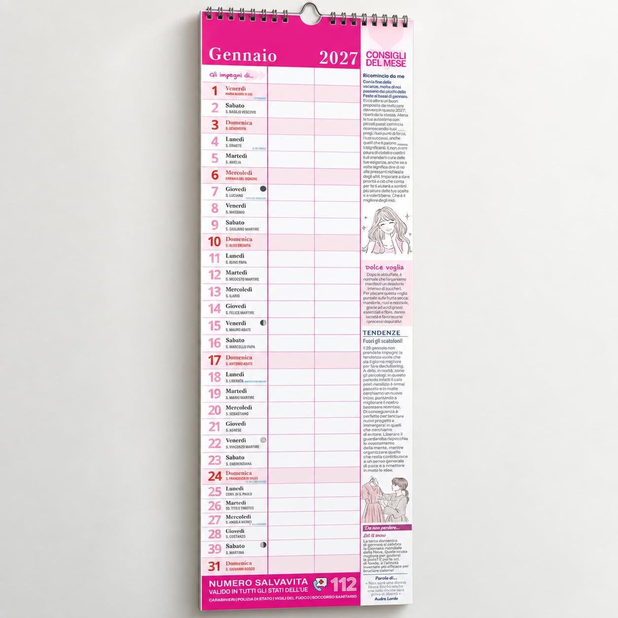 Sprea Agenda Lei 2027 calendario-agenda da parete donna