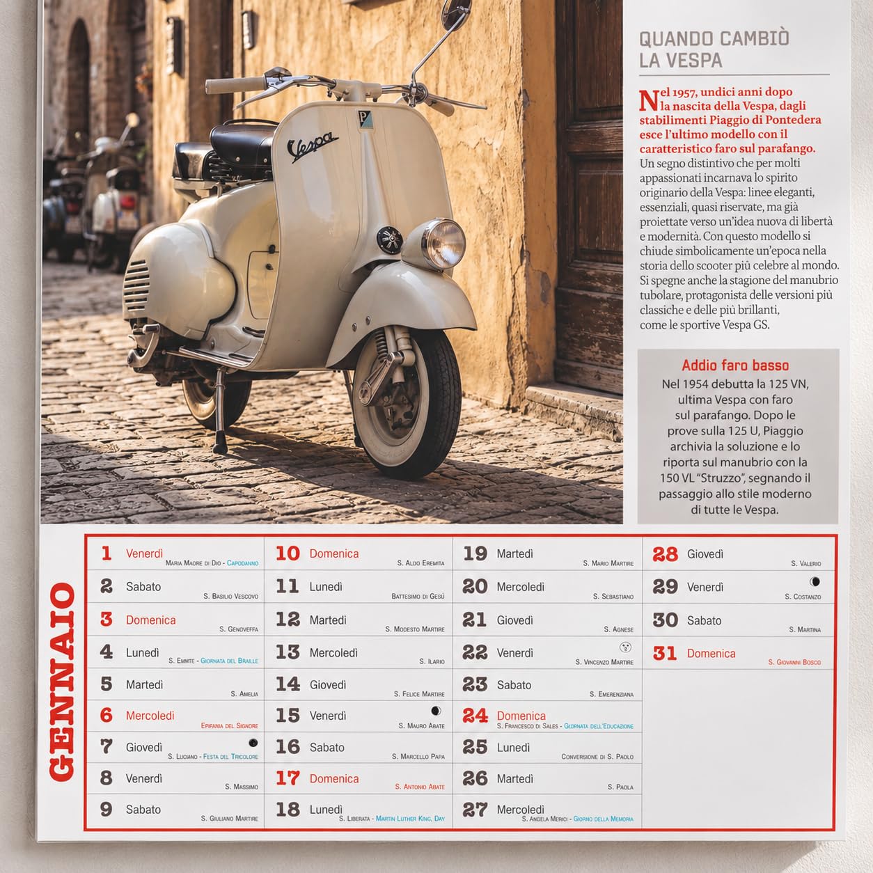 Sprea Officina del Vespista 2027 calendario Vespa parete