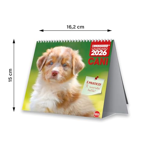Sprea Cani 2026 calendario da tavolo fotografico 16,5x15