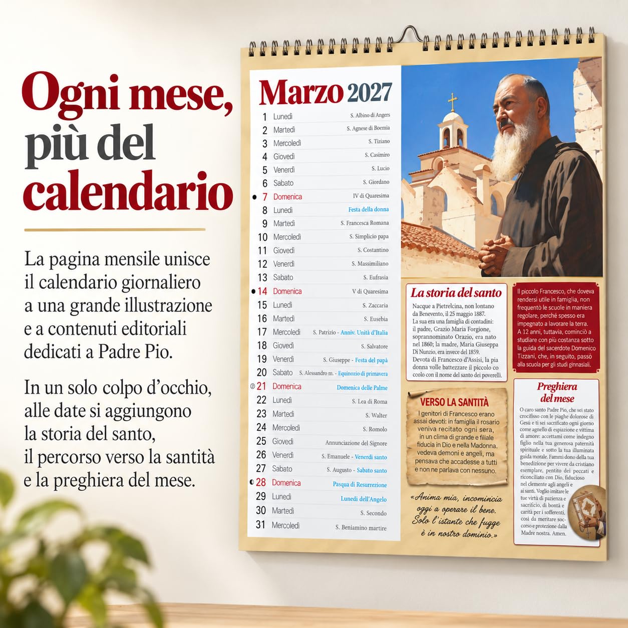 Sprea Padre Pio 2027 calendario con preghiere e citazioni