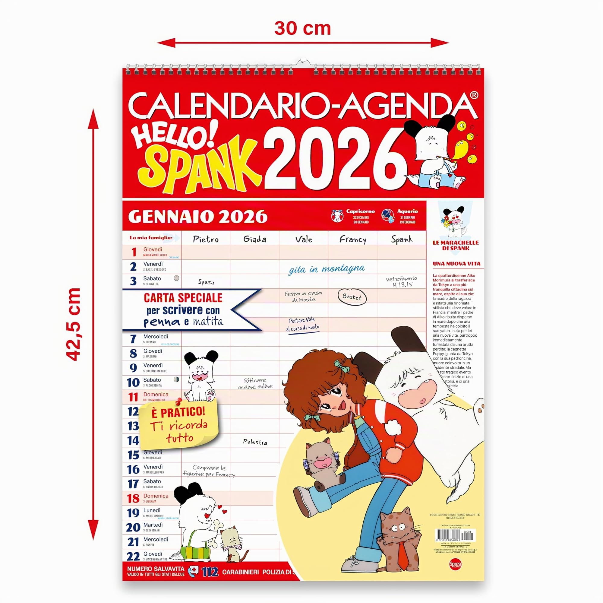 Sprea Hello Spank 2026 calendario agenda famiglia