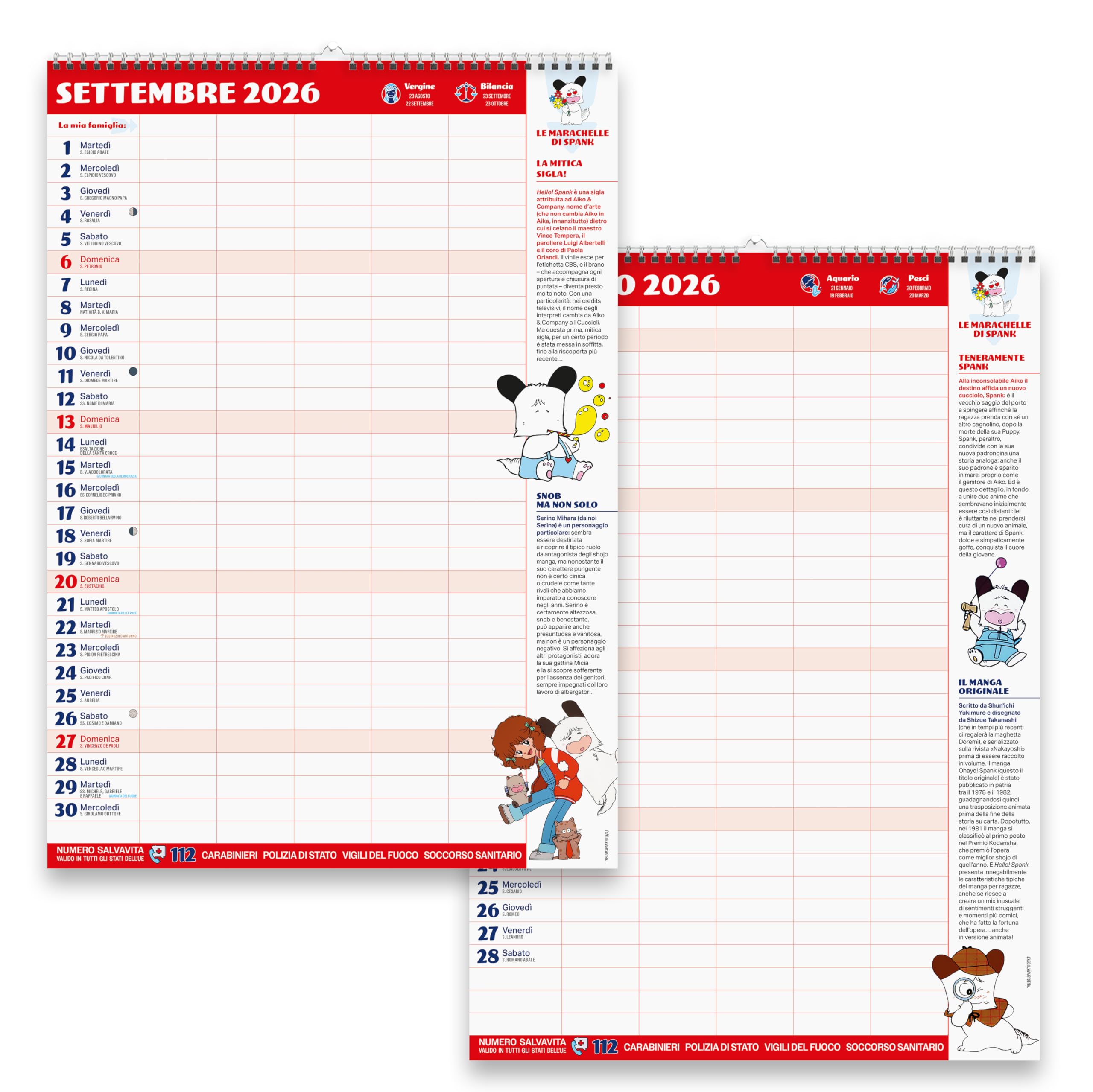 Sprea Hello Spank 2026 calendario agenda famiglia