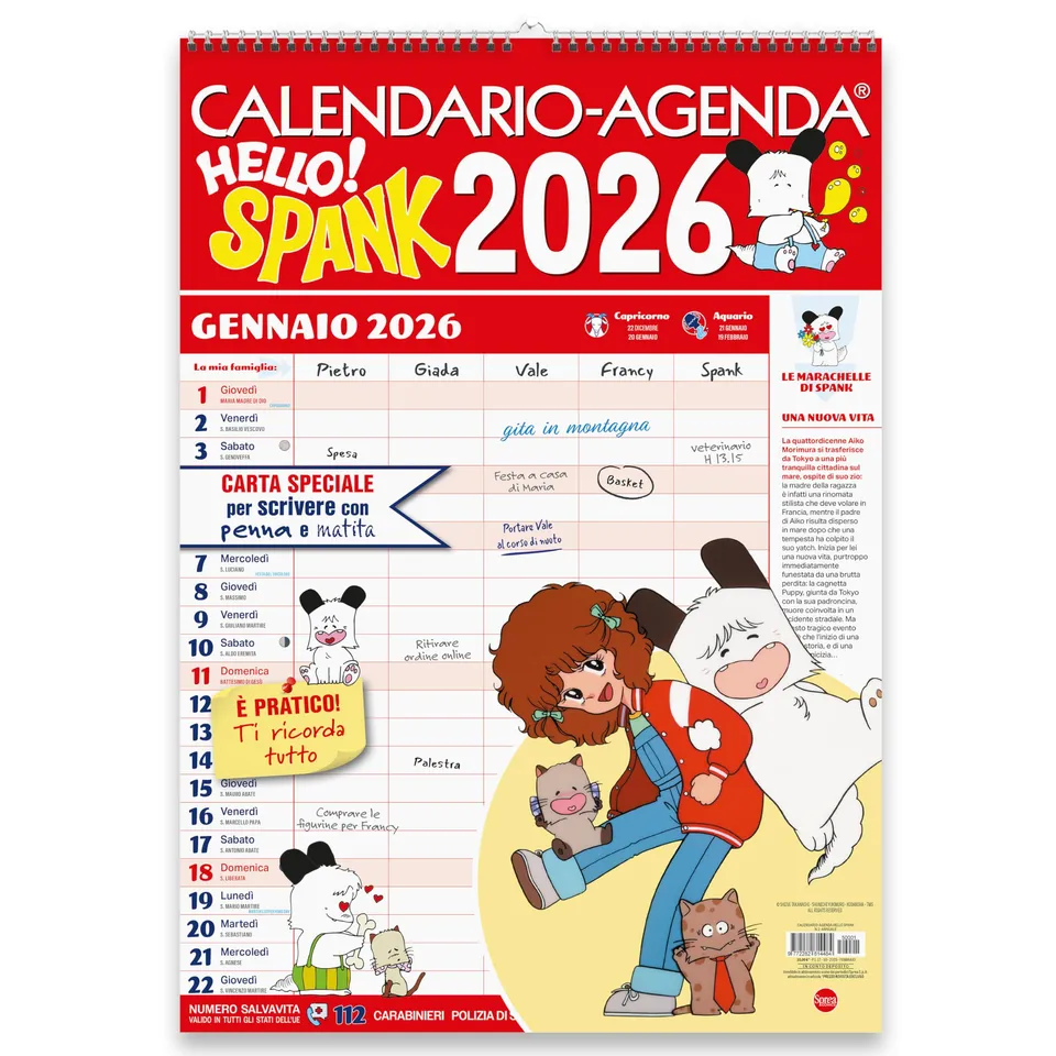 Sprea Hello Spank 2026 calendario agenda famiglia