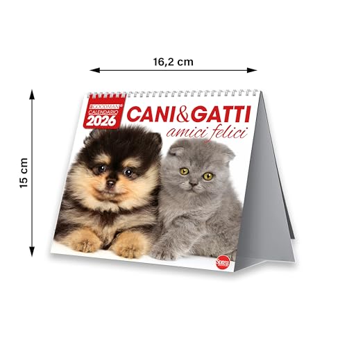 Sprea Cani e Gatti 2026 calendario da tavolo fotografico