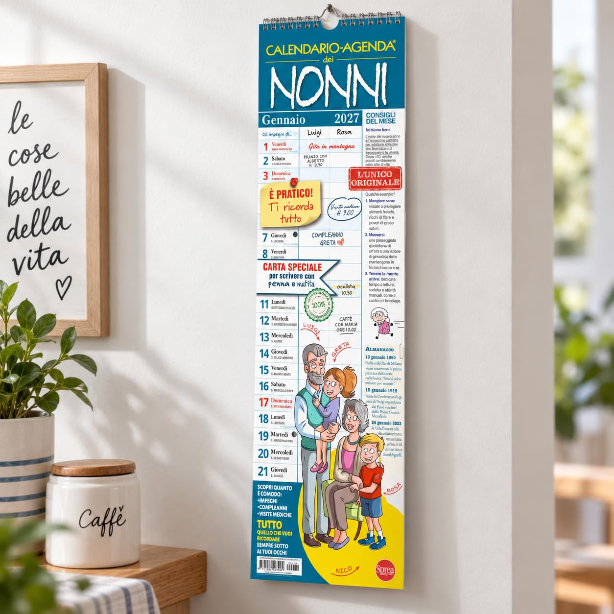 Sprea Calendario-Agenda dei Nonni 2027 calendario da parete 15x50 cm