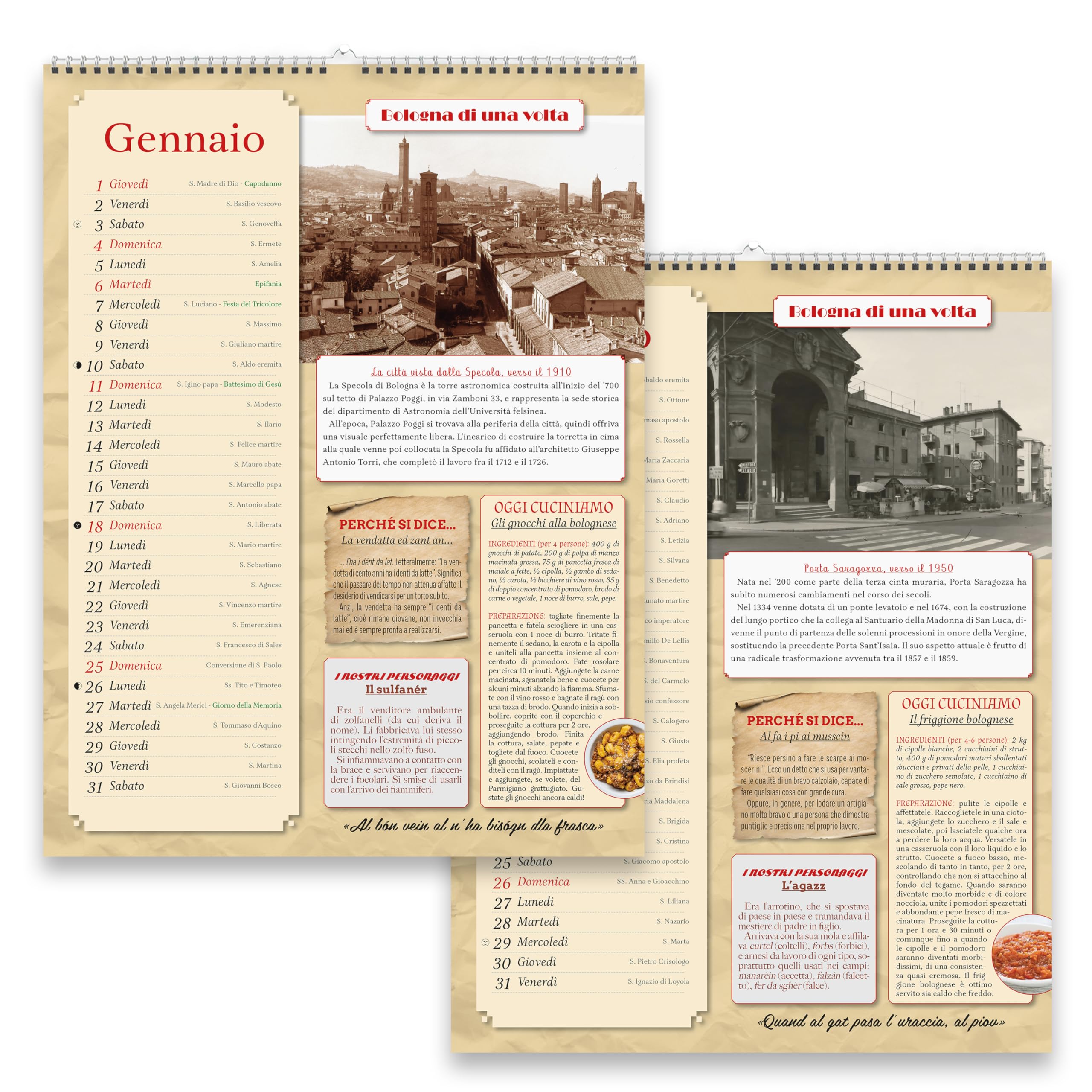 Sprea Calendario Bologna 2026 da parete foto d'epoca