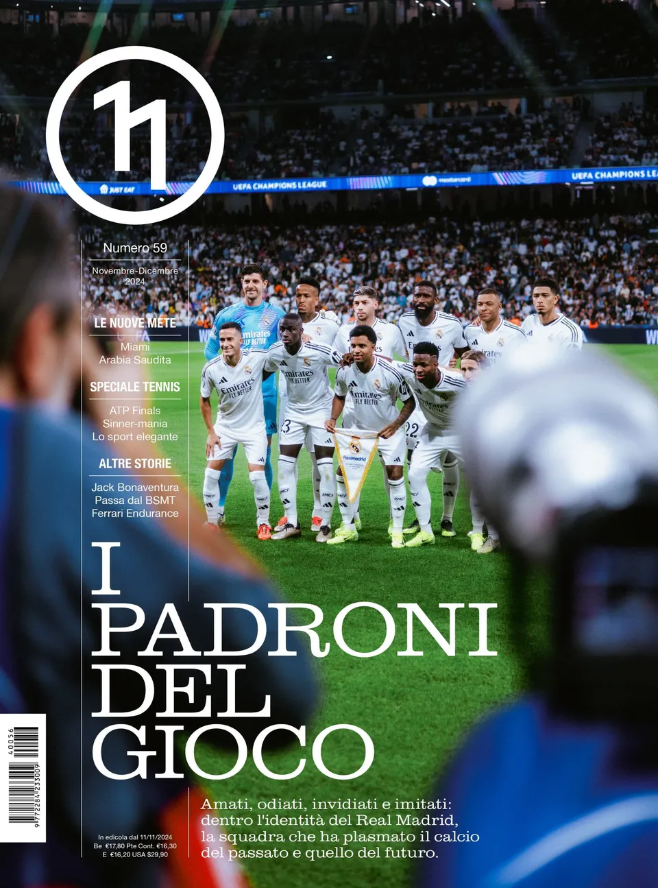 Undici n°59 rivista numero singolo Sinner tennis