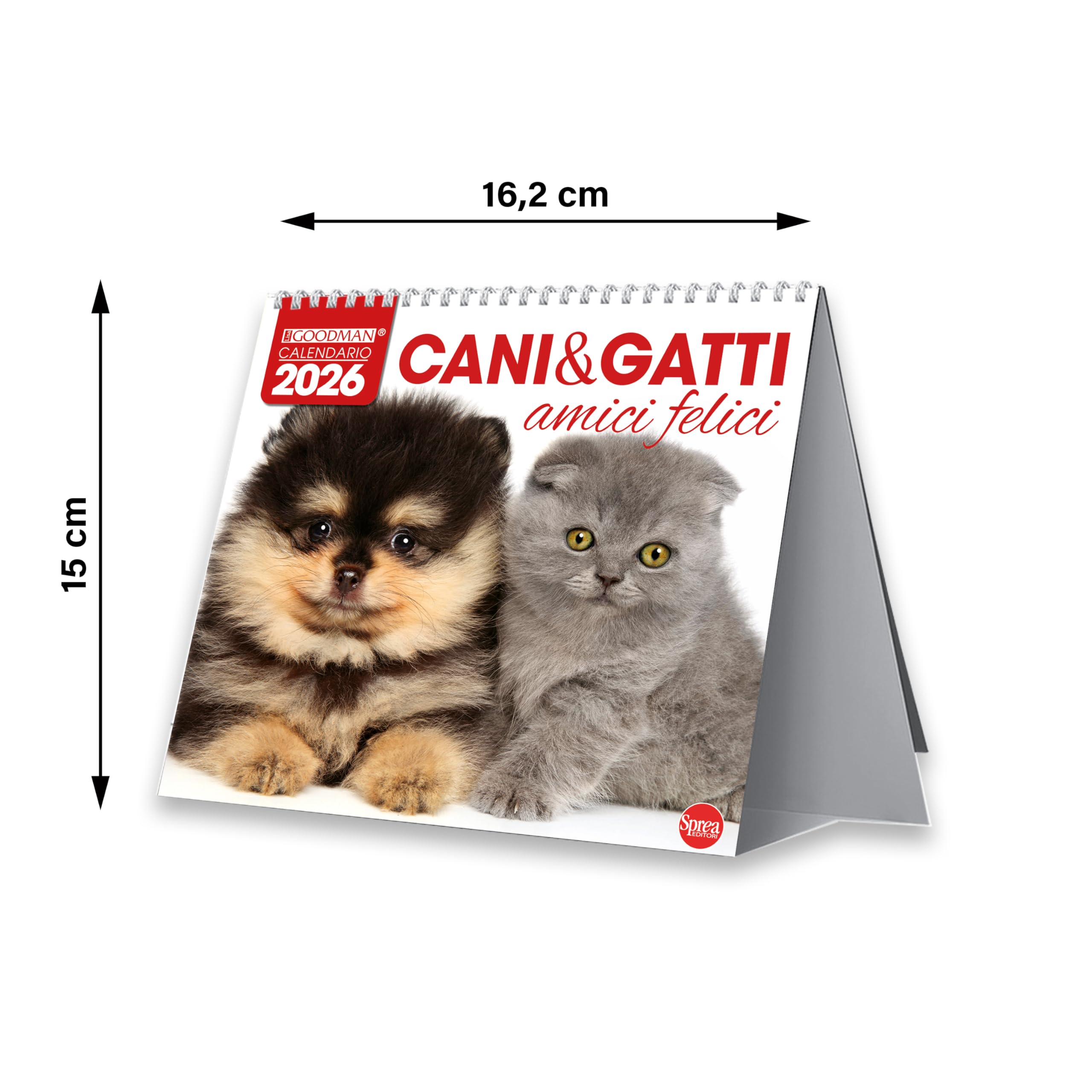 Sprea Cani e Gatti 2026 calendario da tavolo fotografico