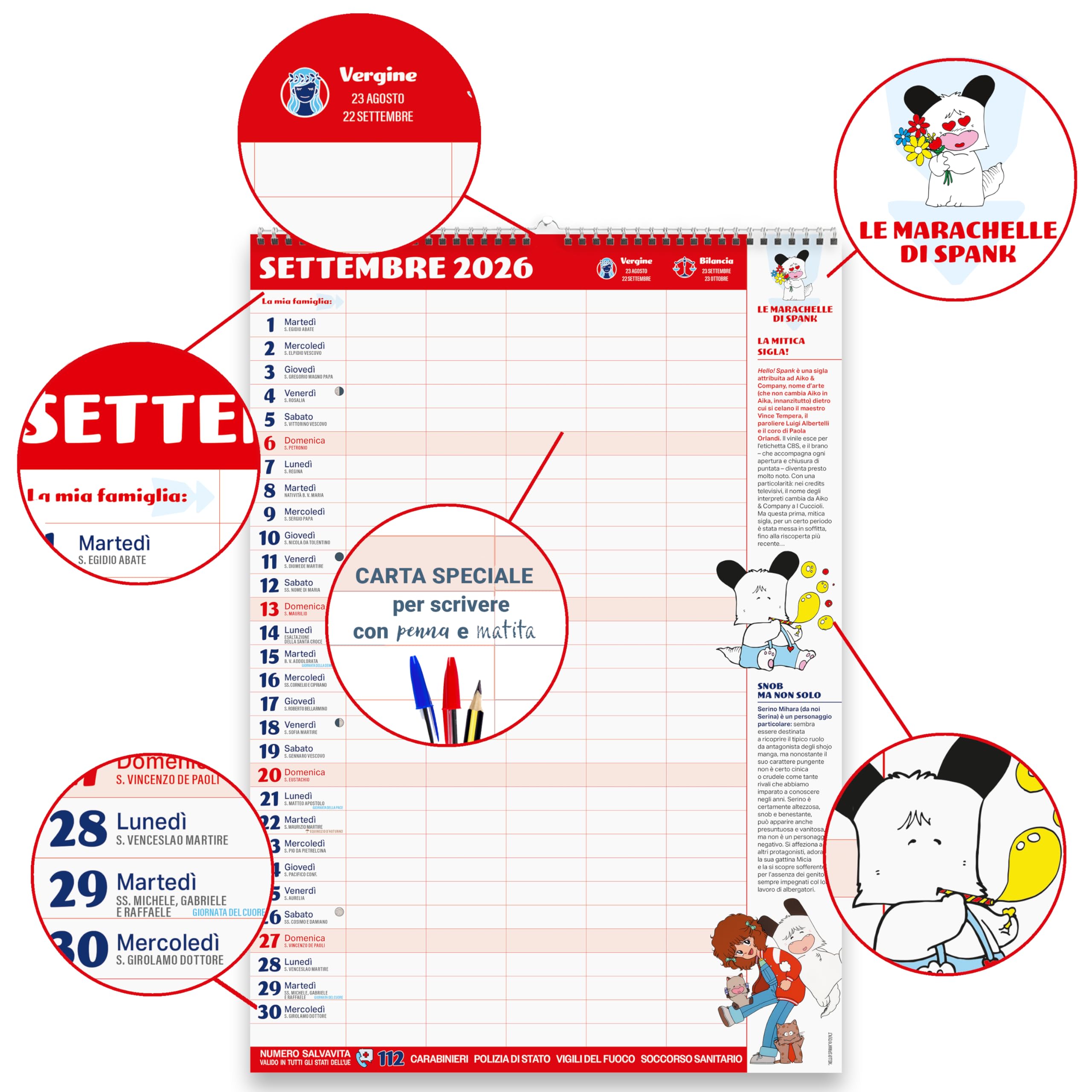 Sprea Hello Spank 2026 calendario agenda famiglia
