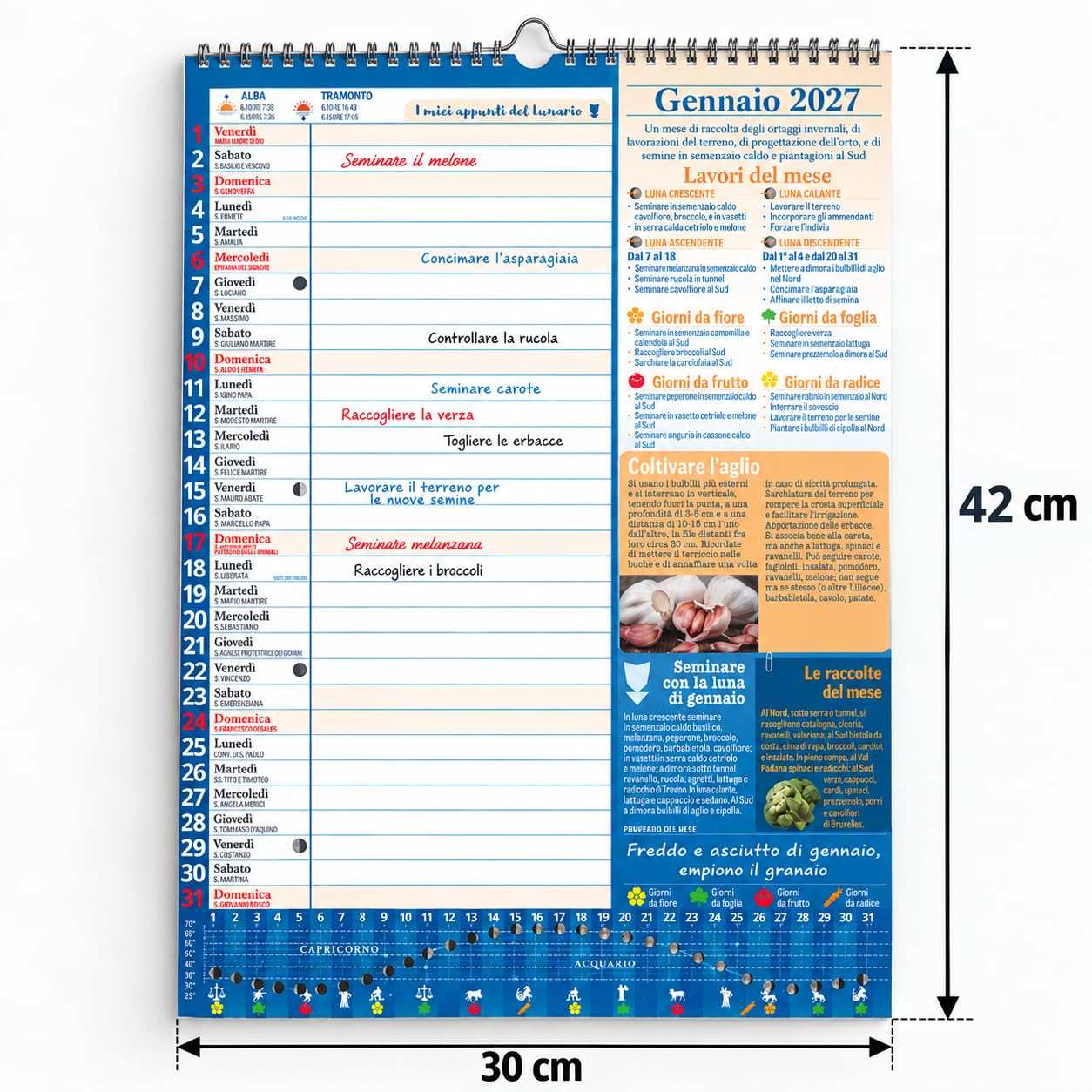 Sprea Lunario 2027 calendario-agenda da parete orto 30x42,5 cm