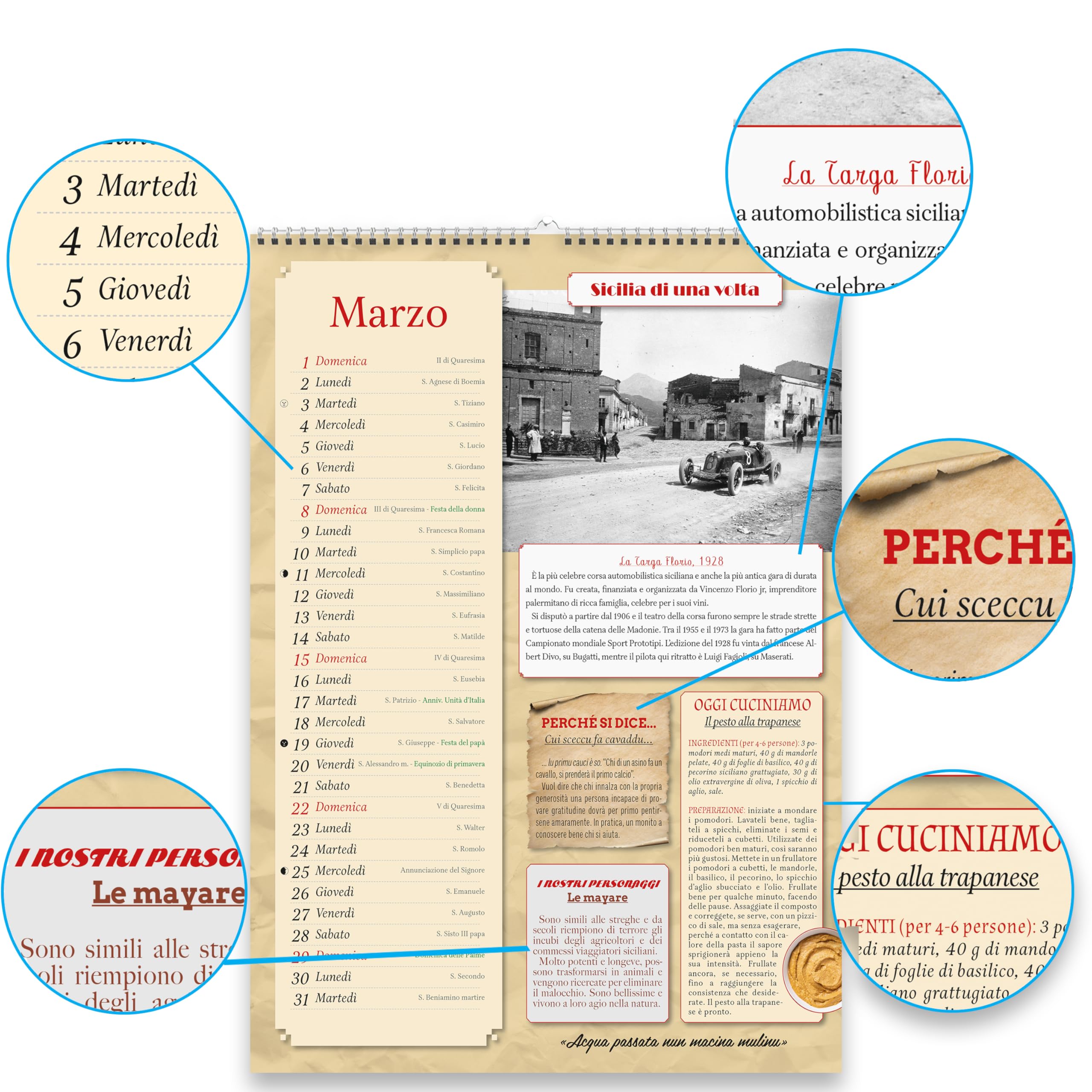 Sprea Calendario Sicilia 2026 da parete foto d'epoca
