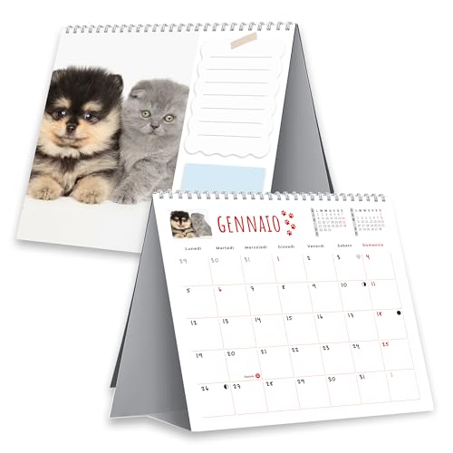 Sprea Cani e Gatti 2026 calendario da tavolo fotografico
