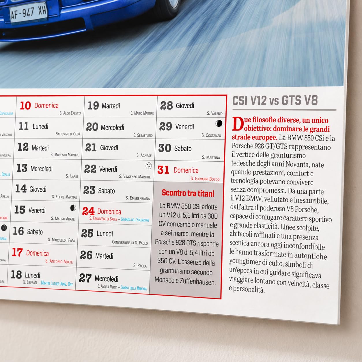 Sprea Calendario Youngtimer 2027 da muro auto anni 80