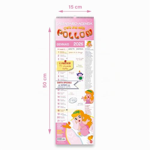 Sprea Pollon 2026 calendario agenda da muro illustrato