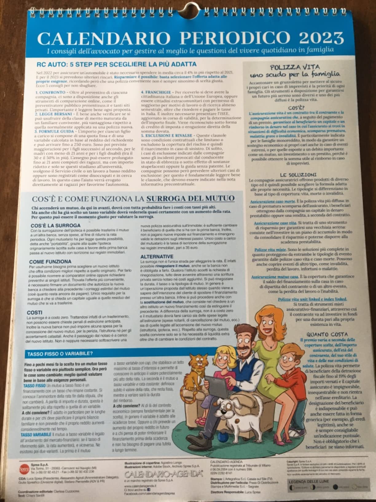 Sprea Calendario Agenda della Famiglia 2027 planner 15 mesi 5 colonne