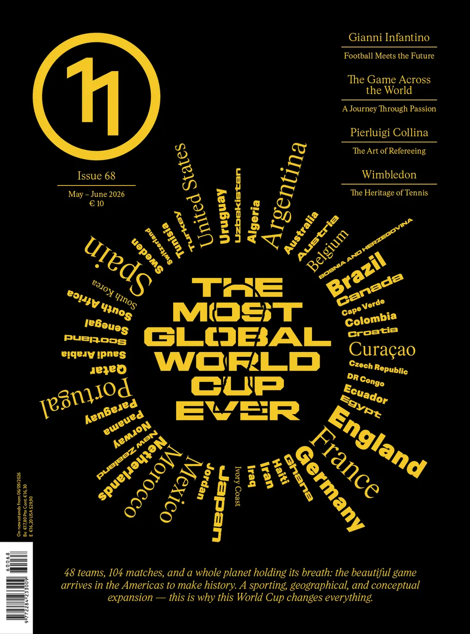 Undici N°68 rivista numero singolo Mondiale inglese