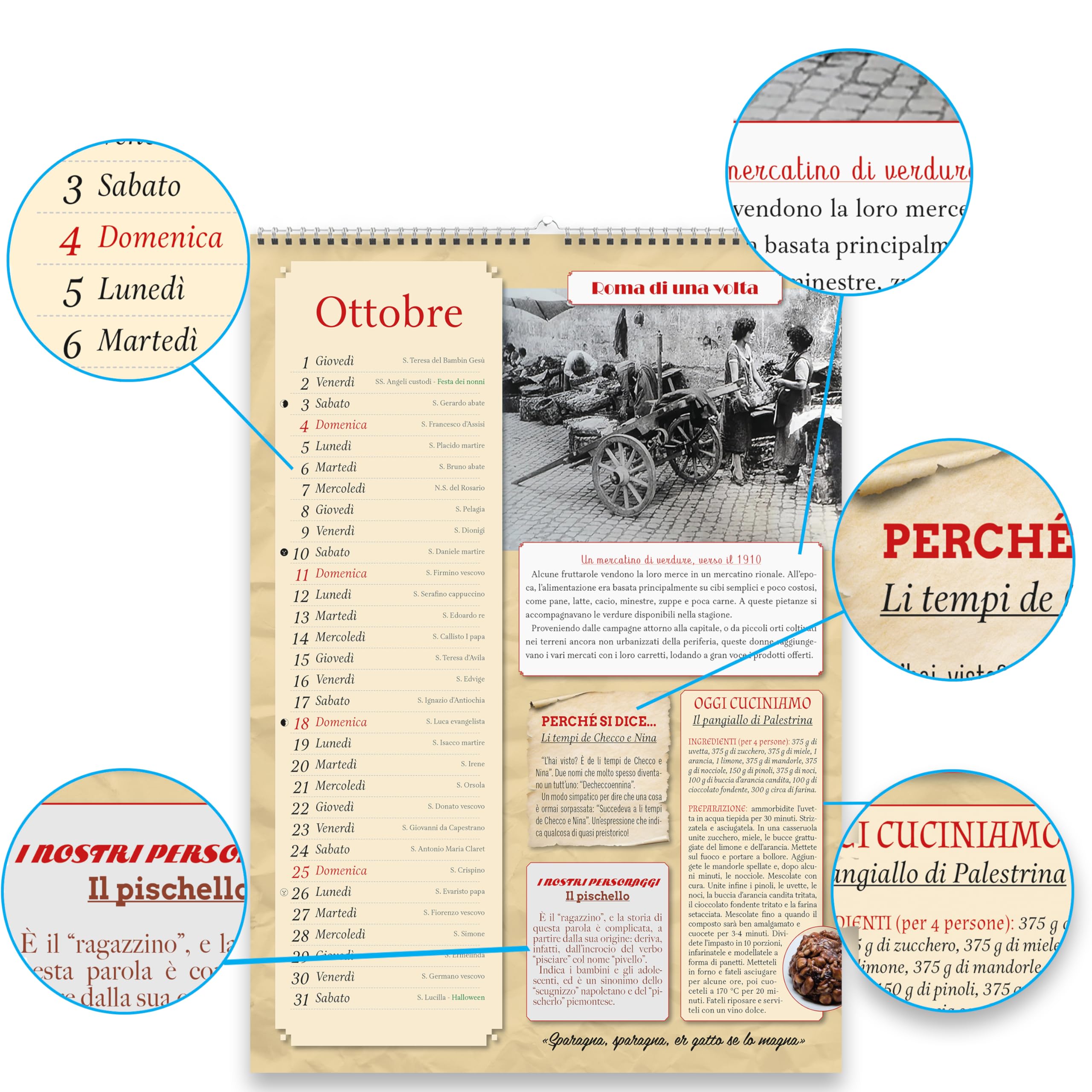 Sprea Roma 2026 calendario da parete foto d'epoca