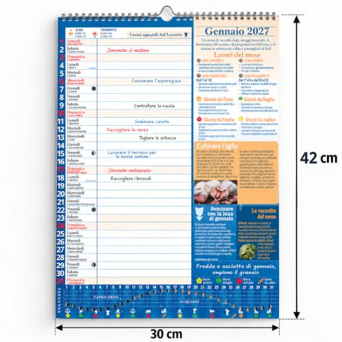Sprea Lunario 2027 calendario-agenda da parete orto 30x42,5 cm